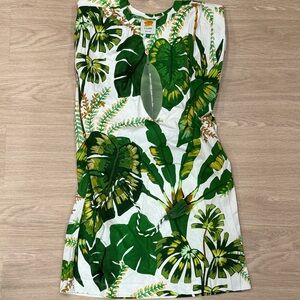 FARM Rio Green Leaf Print Mini Dress